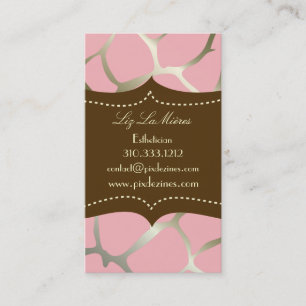 Trendig rosa giraffe, mörk brun accent visitkort