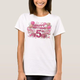 Trendig rosa GLAD FÖDELSEDAG 5-ÅRIG Konstnärlig Mo T Shirt