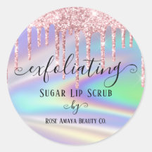 Trendig Rosa Glitter Drips Faux Holografisk Anpass