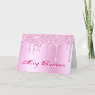 Trendig Rosa Glitter Drives Graphic-jul Helgkort