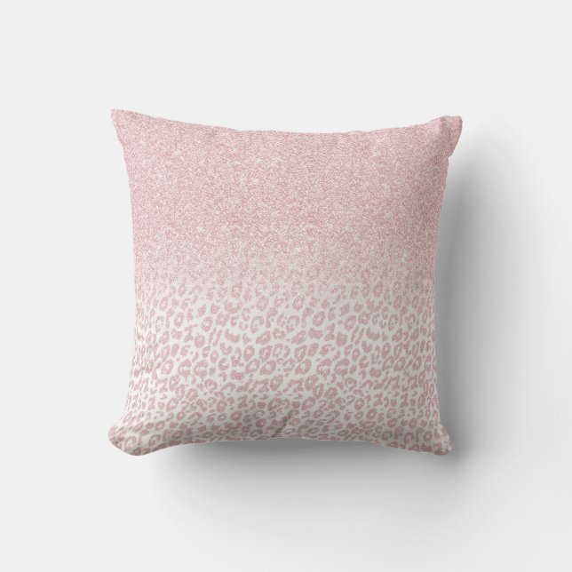 Trendig Rosa Glitter & Leopard Skriv ut utskrift Kudde (Framsida)