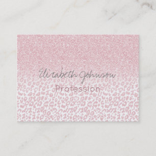 Trendig Rosa Glitter & Leopard Skriv ut utskrift Visitkort
