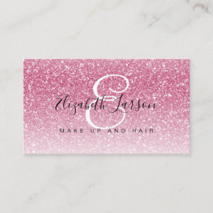 Trendig rosa glitter makeup artist hårsalong visitkort