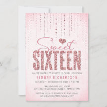 Trendig Rosa Glitter Sweet 16 Party