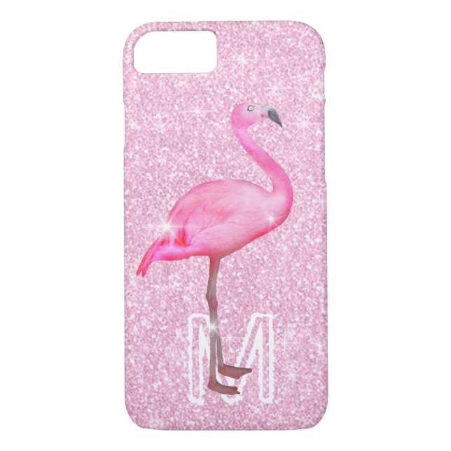 Trendig Rosa Glitter Tropical Flamingo Modern Case-Mate iPhone Skal (Baksida)