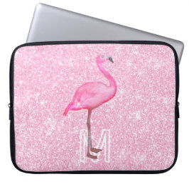 Trendig Rosa Glitter Watercolor Flamingo Tropical Laptop Fodral