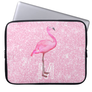 Trendig Rosa Glitter Watercolor Flamingo Tropical Laptop Fodral
