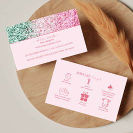 Trendig Rosa Glitterdesign Smycken Skötsel Visitkort