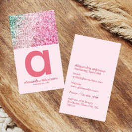 Trendig Rosa Glitterestetik Visitkort