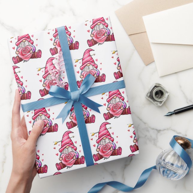 Trendig rosa gnom Alla hjärtans dag presentpapper (Gifting)