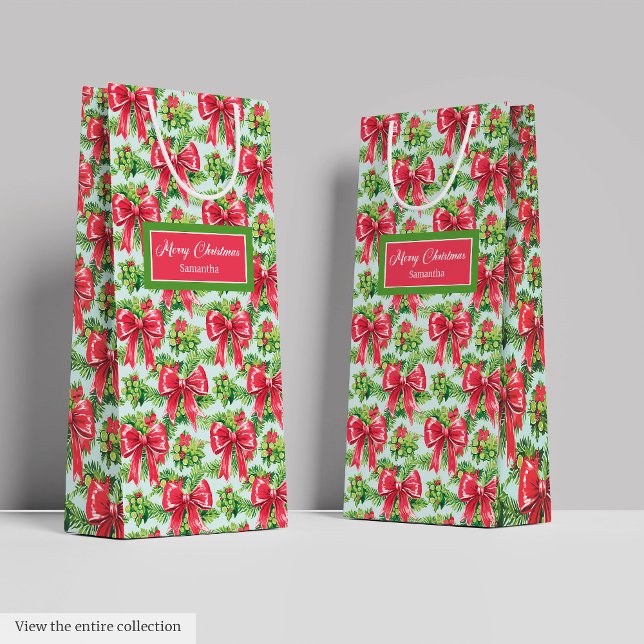 Trendig rosa grön akvarell preppy jul (Trendy pink green watercolor preppy Christmas)