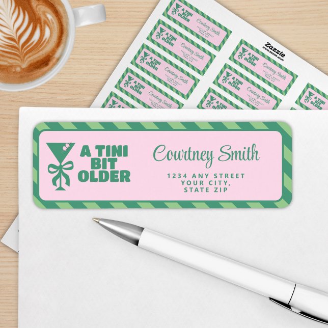Trendig Rosa & Grönt A Tini Bit Older 30års födels Returadress Etikett (Skapare uppladdad)