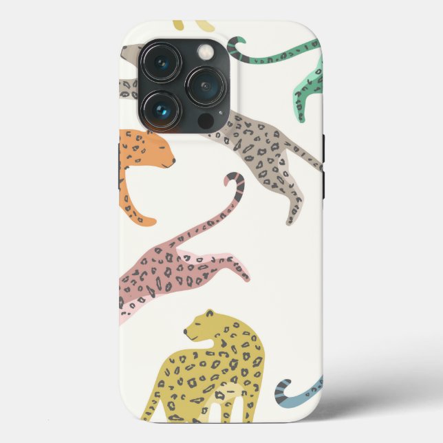 Trendig Rosa Grönt Blue Beige Cheetah Tuff Fodral (Baksida )