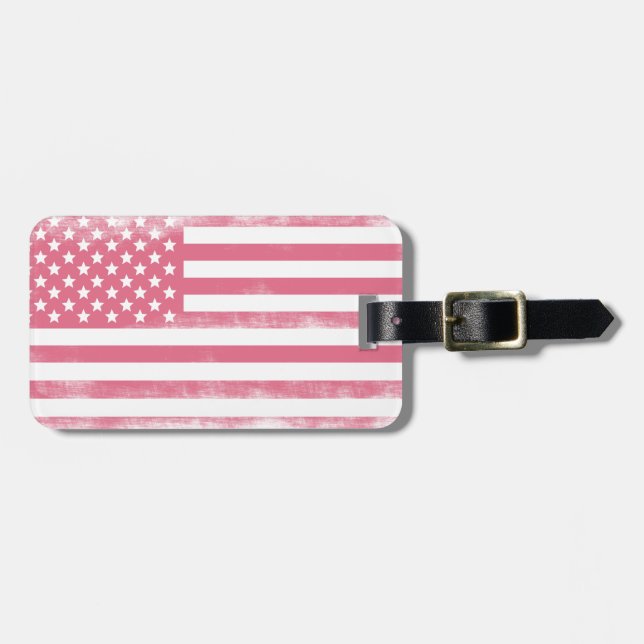 Trendig Rosa Grunge American Flagga Bagagebricka (Horisontell Framsida)