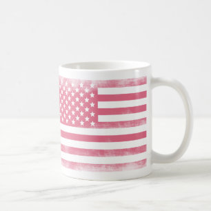Trendig Rosa Grunge American Flagga Kaffemugg