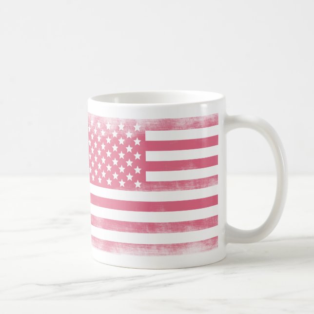 Trendig Rosa Grunge American Flagga Kaffemugg (Höger)