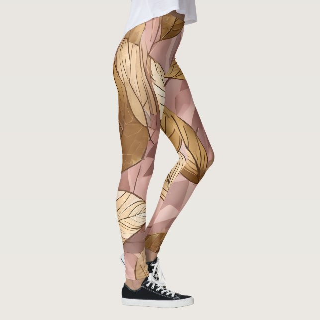 Trendig  Rosa Guld Boho Löv Collection Leggings (Höger)