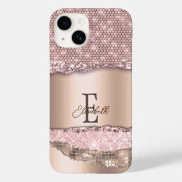 Trendig Rosa Guld Diamanter Glitter Monogram