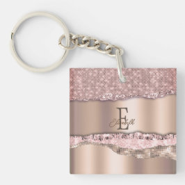 Trendig Rosa Guld Diamanter Glitter Monogram