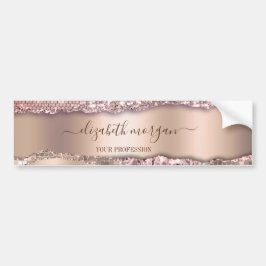 Trendig Rosa Guld Diamanter Glitter Monogram Bildekal