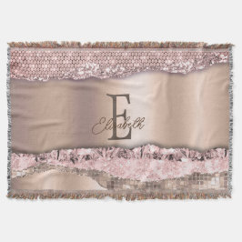 Trendig Rosa Guld Diamanter Glitter Monogram Filt