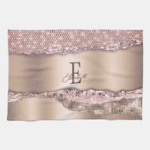 Trendig Rosa Guld Diamanter Glitter Monogram