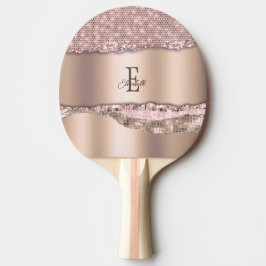Trendig Rosa Guld Diamanter Glitter Monogram Pingisracket