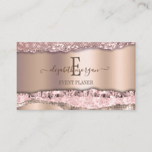 Trendig Rosa Guld Diamanter Glitter Monogram Visitkort