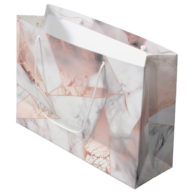 Trendig Rosa Guld Geometrisk Marmor (Framsidan Vinklad)
