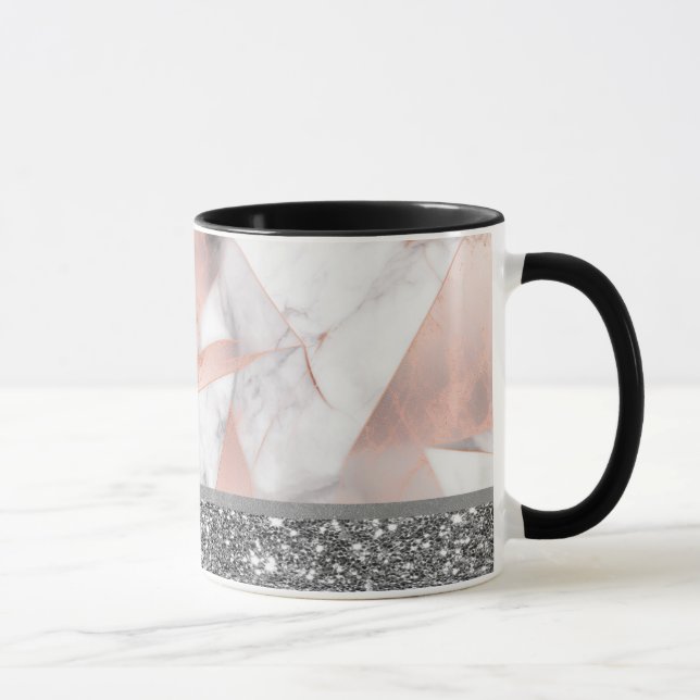 Trendig rosa guld geometrisk marmor mugg (Höger)