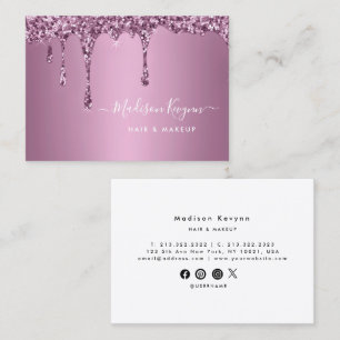 Trendig Rosa Guld Glitter Makeup Artist Hår Salong Visitkort