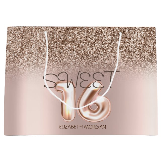 Trendig Rosa Guld Glitter Ombre Sweet 16 (Framsidan)