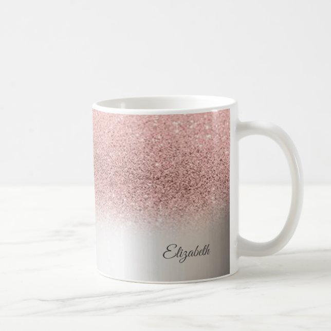 Trendig Rosa Guld Glitter,Silver - Personlig Kaffemugg (Höger)