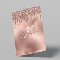 Trendig Rosa Guld Glitterdroppar Monogrampresent