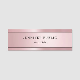 Trendig Rosa Guld Modern Elegant Mall Reptangel Namnbricka