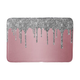 Trendig Rosa Guld Rosa Silver Glitterdroppar Glitt Badrumsmatta