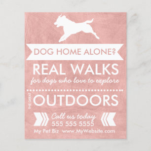 Trendig Rosa Hund Silhouette Dog Walker Flyer