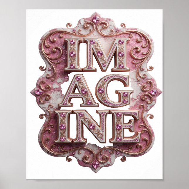 Trendig Rosa IMAGINE Anpassad T-Shirt Poster (Framsidan)