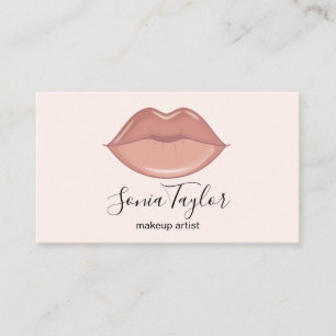 Trendig Rosa Läppar Makeup Artist Beauty Salon Visitkort