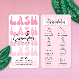 Trendig Rosa Lash Aftercare Instructions Retro Fon Visitkort