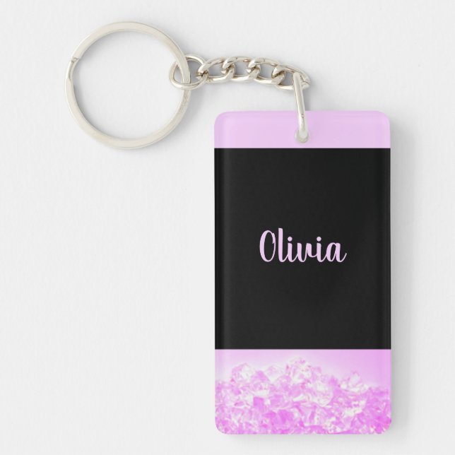 Trendig Rosa Lavender Diamonds Keychain (Framsidan)
