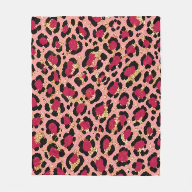 Trendig Rosa Leopardfläck Gepard Djurmönster Fleecefilt (Framsidan)
