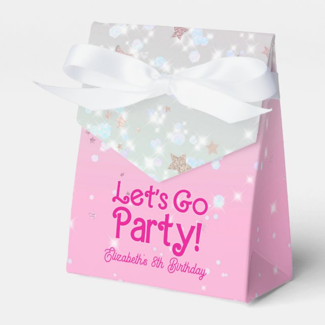 Trendig Rosa Lets Go Party Birthday Presentaskar (Framsidan Sidan)
