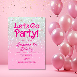 Trendig Rosa Let's Go Party Födelsedag Inbjudningar