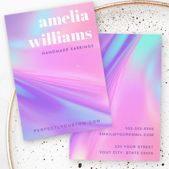 Trendig rosa lila gradient örhänge display-kort visitkort (Trendy pink purple gradient earring display card)