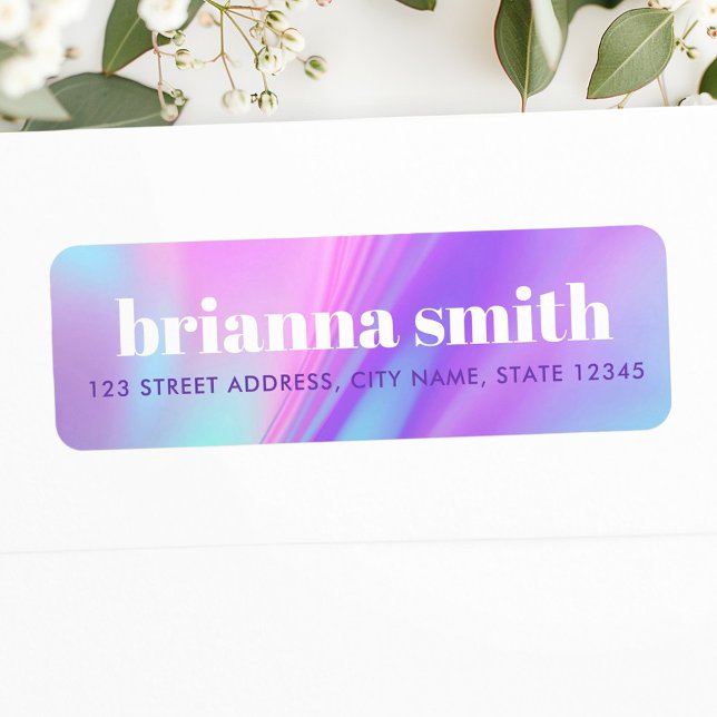 Trendig rosa lila pastellfärgsgradient returadress etikett (Trendy pink purple pastel gradient return address label)