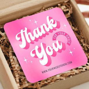 Trendig Rosa Logotyp Groovy Business - tackkort Anteckningskort