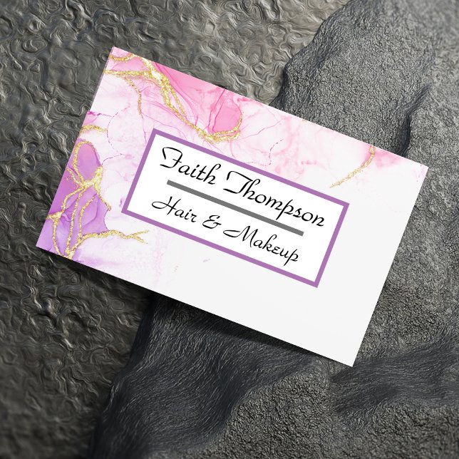 Trendig  Rosa Marble Hair Stylist Visitkort (Skapare uppladdad)