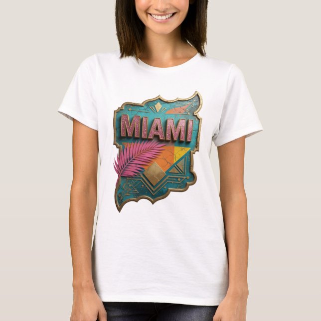 Trendig Rosa MIAMI Textdesign v2 T Shirt (Framsida)