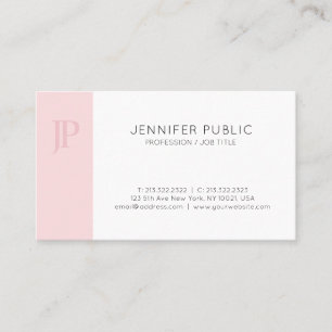 Trendig Rosa Monogram Kreativ Sleek Design Plain Visitkort
